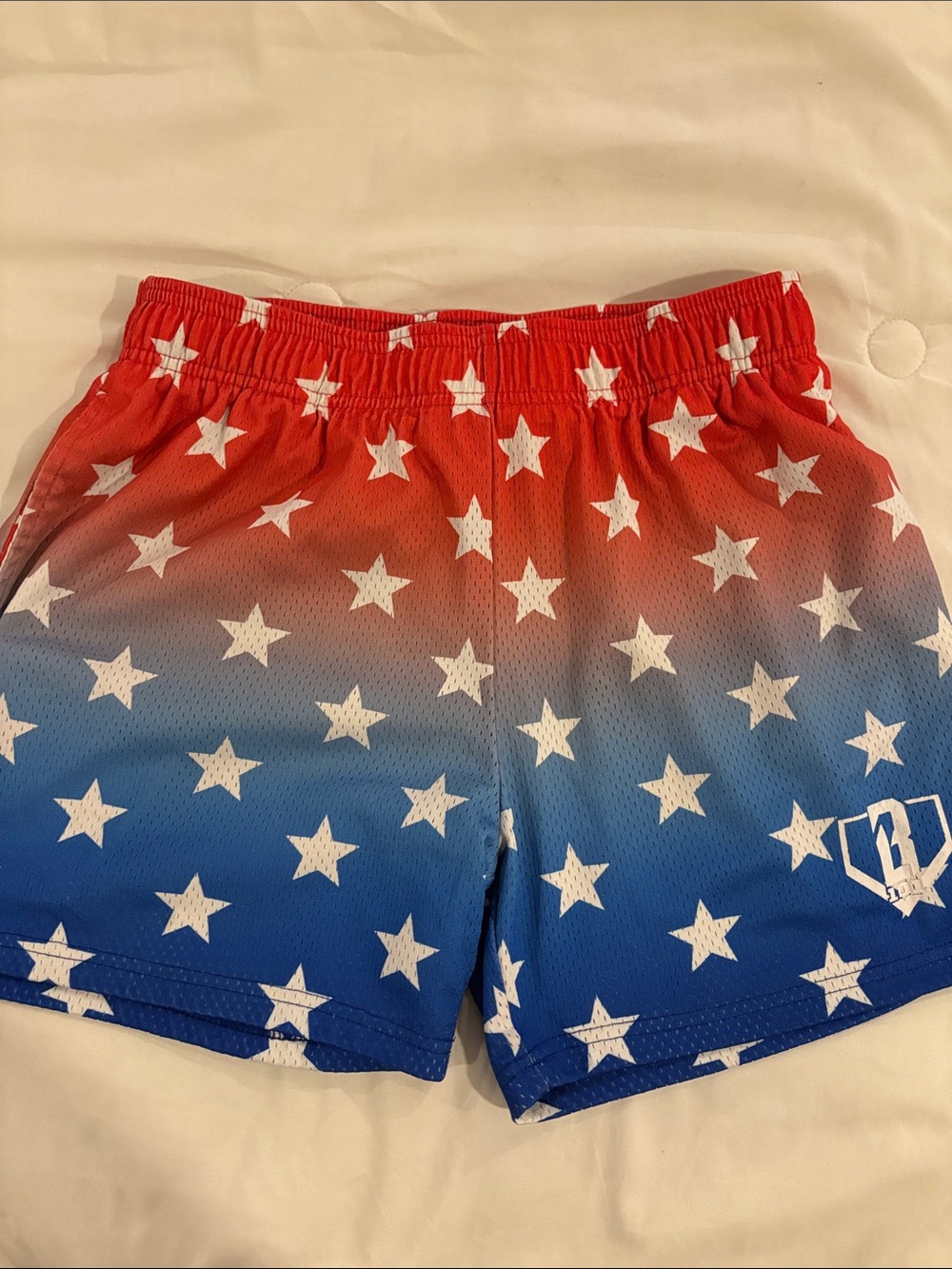 Baseball Lifestyle 101 Red to Blue Star Gradient Athletic Shorts